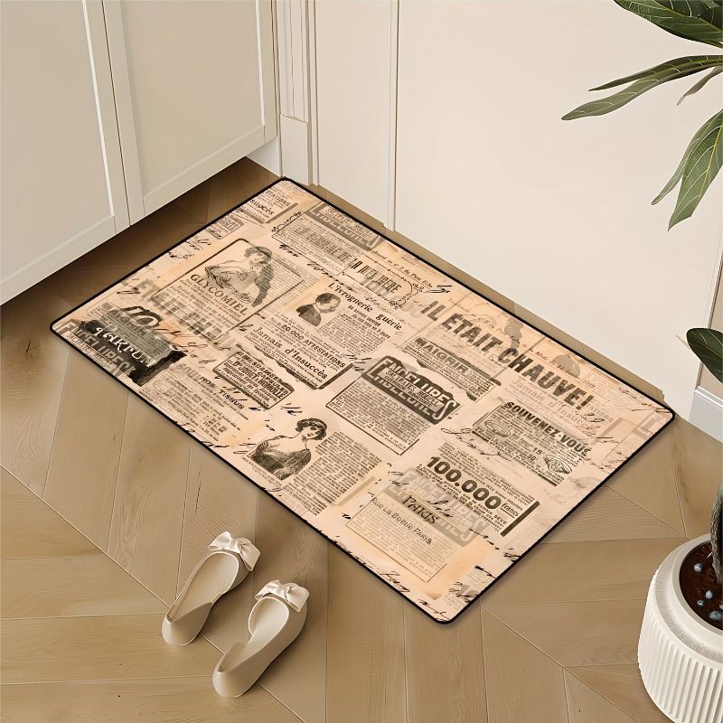 빈티지 프랑스 신문 프린트 플란넬 도어매트 레트로 앤틱 - Commercial Newspaper Printing 리뷰 및 가격