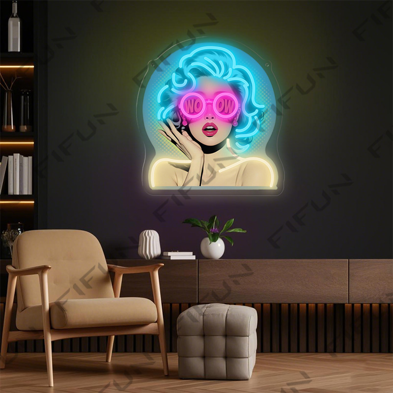 와우 컬 걸 네온사인 UV 프린팅 벽 장식, USB 전 - Commercial Uv Printing 리뷰 및 가격